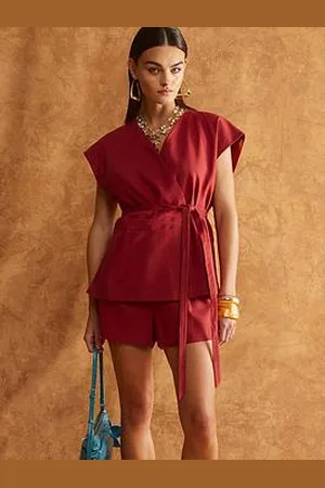 River Island Off The Shoulder Wrap Tie Tunic
