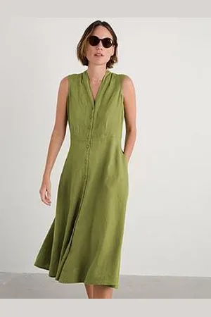 Seasalt Cornwall Carved Wood Sleeveless Linen Dress