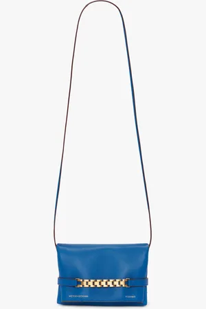 Victoria Beckham Mini Chain Pouch Bag With Long Strap In Sapphire