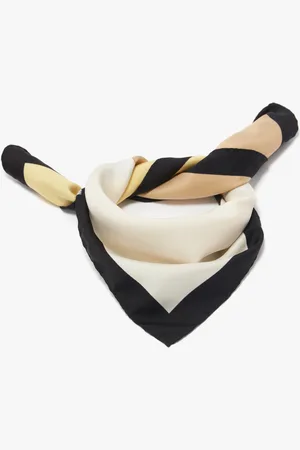 Victoria Beckham Colour Block Silk Scarf In Macadamia