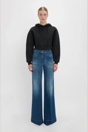 Victoria Beckham Cropped Neoprene Hoodie In L