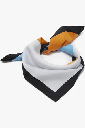 Victoria Beckham Colour Block Silk Scarf In Marina