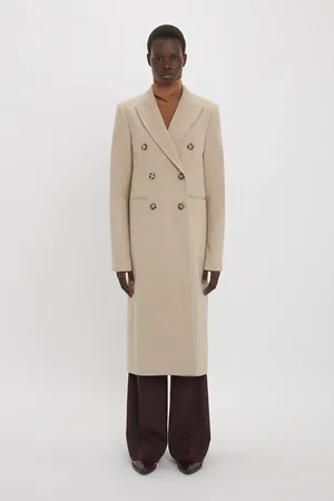 Victoria Beckham Tailored Slim Coat In Bone 8