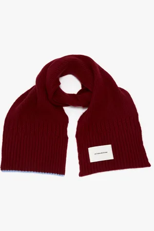 Victoria Beckham Logo Patch Scarf In Burgundy