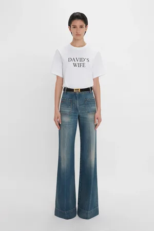 Victoria Beckham Alina High Waisted Jean In Indigrey Wash 29L