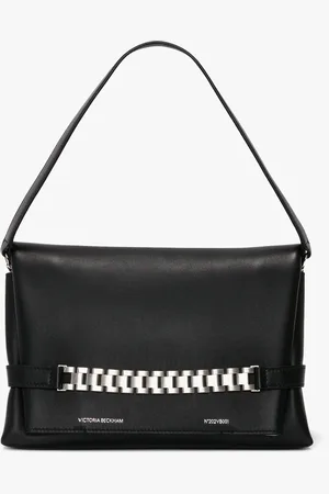 Victoria Beckham Chain Pouch Bag with Brushed Silver Chain In Leather