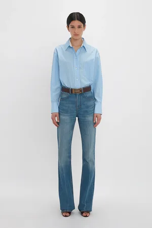 Victoria Beckham Cropped Long Sleeve Shirt In Marina-White 10