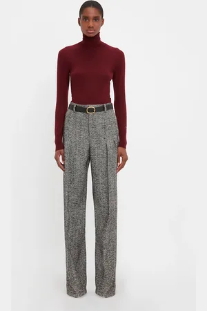 Victoria Beckham Front Pleat Trousers In Monochrome | 12