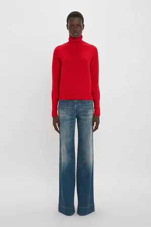 Victoria Beckham Alina High Waisted Jean In Heavy Vintage Indigo Wash 25L