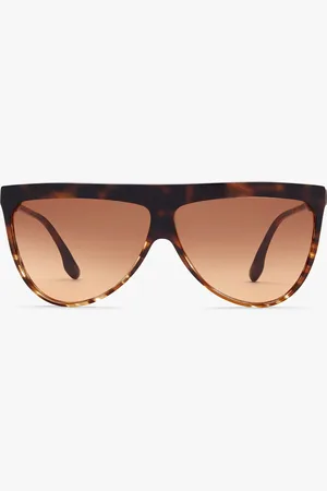 Victoria Beckham Flat Top V Sunglasses In Striped Dark Havana