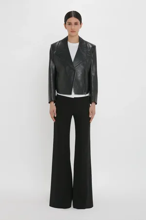 Victoria Beckham Tailored Leather Biker Jacket In 4