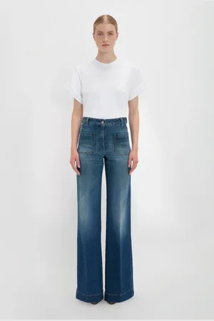 Victoria Beckham Alina High Waisted Jean In Dark Vintage Wash 26L