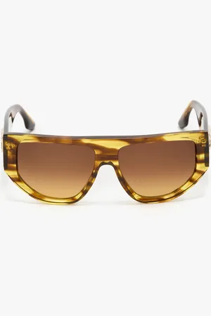 Victoria Beckham B Frame Logo Sunglasses In Striped Tobacco