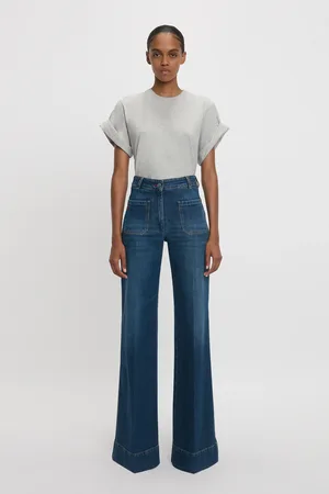 Victoria Beckham Alina High Waisted Jean in Dark Vintage Wash 31R