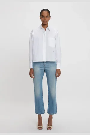 Victoria Beckham Cropped Long Sleeve Shirt In 6