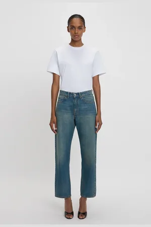 Victoria Beckham Bernie Relaxed Jean In Mid Blue 28