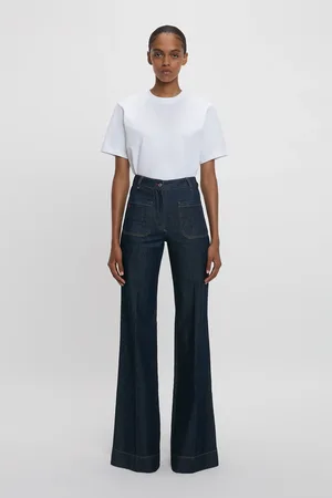 Victoria Beckham Alina High Waisted Jean In Indigo Rinse 26R