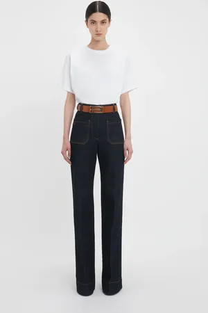 Victoria Beckham Alina High Waisted Jean In Dark Indigo Rinse 27R