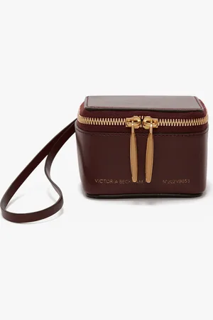 Victoria Beckham Micro Vanity Wristlet In Burgundy Leather