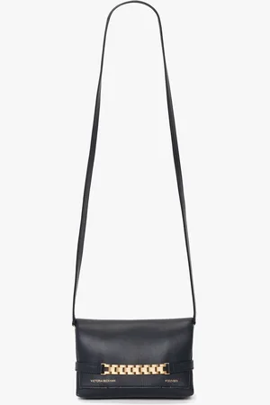 Victoria Beckham Mini Chain Pouch Bag With Long Strap In Navy Leather