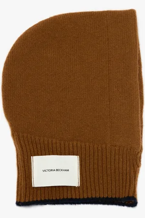 Victoria Beckham Knitted Hood In Camel-Navy