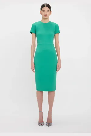Victoria Beckham Fitted T-Shirt Dress In Peacock 6