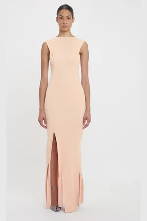Victoria Beckham Plait Detail Sleeveless Dress In Pale XL
