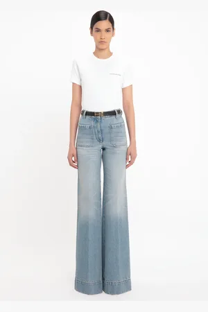 Victoria Beckham Alina High Waisted Jean In Pale Blue Wash 24R