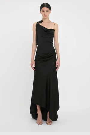Victoria Beckham Asymmetric Draped Cami Gown In 6