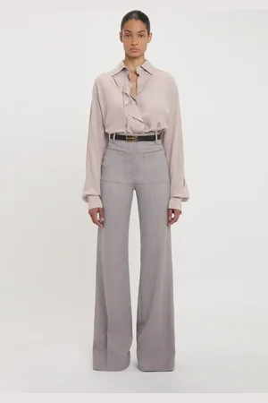 Victoria Beckham Asymmetric Ruffle Blouse In Heather 12