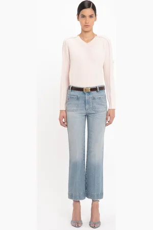 Victoria Beckham V Neck Knitted Jumper In Pale XS