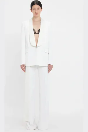 Victoria Beckham Shawl Collar Tux Jacket In Ivory 12