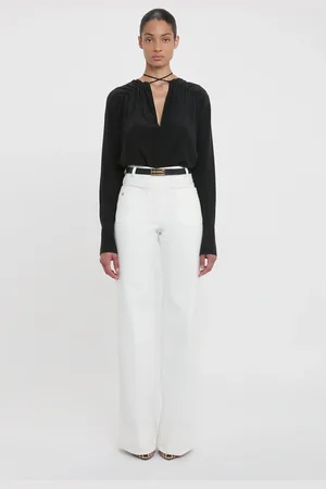 Victoria Beckham Gather Detail Tie Blouse In 14