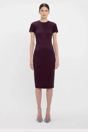 Victoria Beckham Fitted T-Shirt Dress In Fig 16