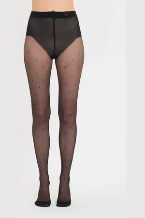 Victoria Beckham Rectangle Polka Dot Tights In Black S