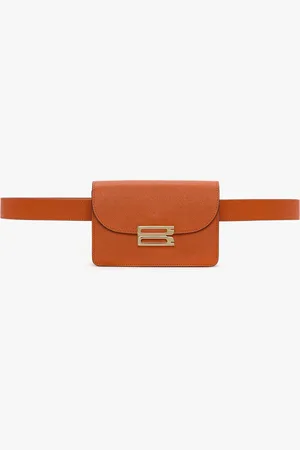 Victoria Beckham Nano Dorian Belt Bag In Burnt Orange Grained Leather