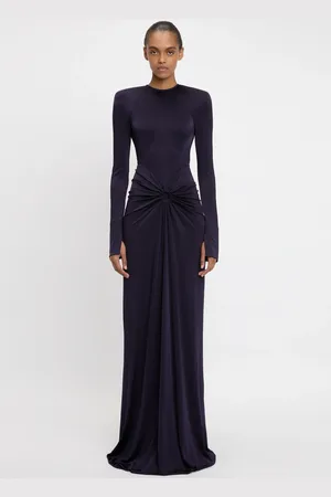 Victoria Beckham Circle Detail Closed Back Gown In 12