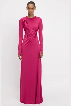 Victoria Beckham Ruched Detail Floor-Length Gown In 12