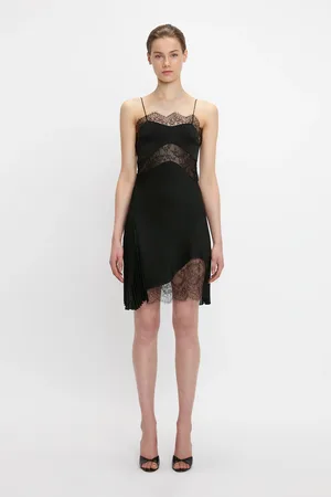 Victoria Beckham Mini Lace Cami Dress In Black 6