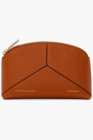 Victoria Beckham Victoria Mini Travel Pouch In Burnt Orange Grained Leather