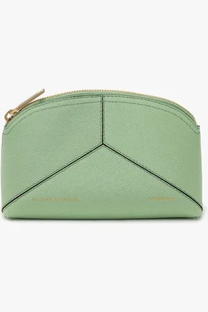 Victoria Beckham Victoria Mini Travel Pouch In Jade Grained Leather