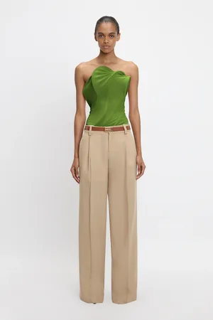 Victoria Beckham Strapless Wave Detail Top In 10