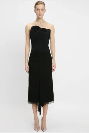 Victoria Beckham Strapless Wave Detail Top In 14
