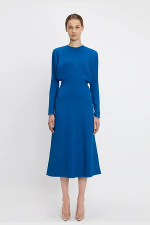 Victoria Beckham Dolman Midi Dress In Sapphire Blue 6