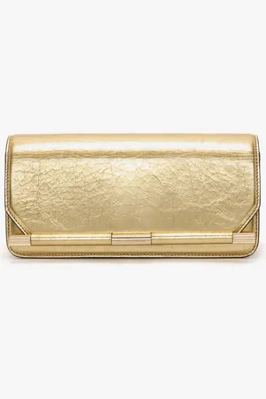 Victoria Beckham 202 Clutch Bag In Gold Distressed Leather