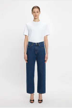 Victoria Beckham Bernie Relaxed Jean In Deep Blue Stonewash 25
