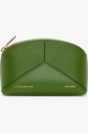 Victoria Beckham Victoria Mini Travel Pouch In Green Grained Leather