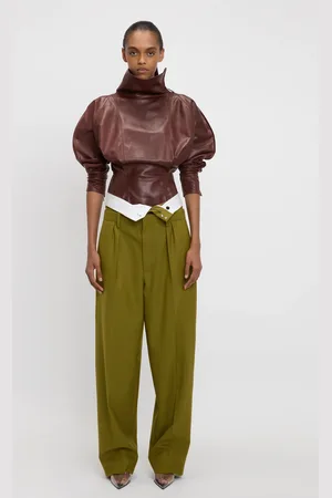 Victoria Beckham Dolman Sleeve Leather Top In Port 8