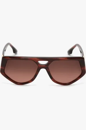 Victoria Beckham Double Bridge B Frame Logo Sunglasses In Striped Red