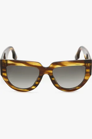 Victoria Beckham Soft Square Acetate Sunglasses In Striped Tobacco